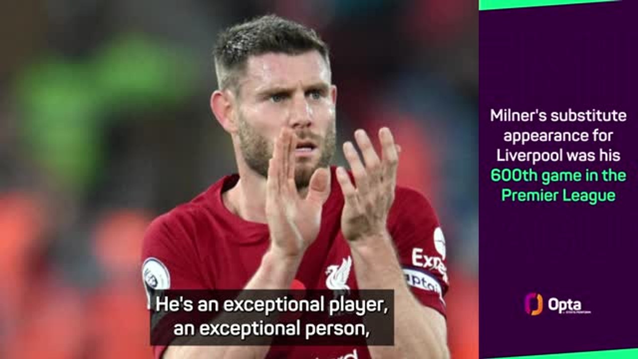 Klopp pays tribute to 'exceptional' Milner for 600-game milestone