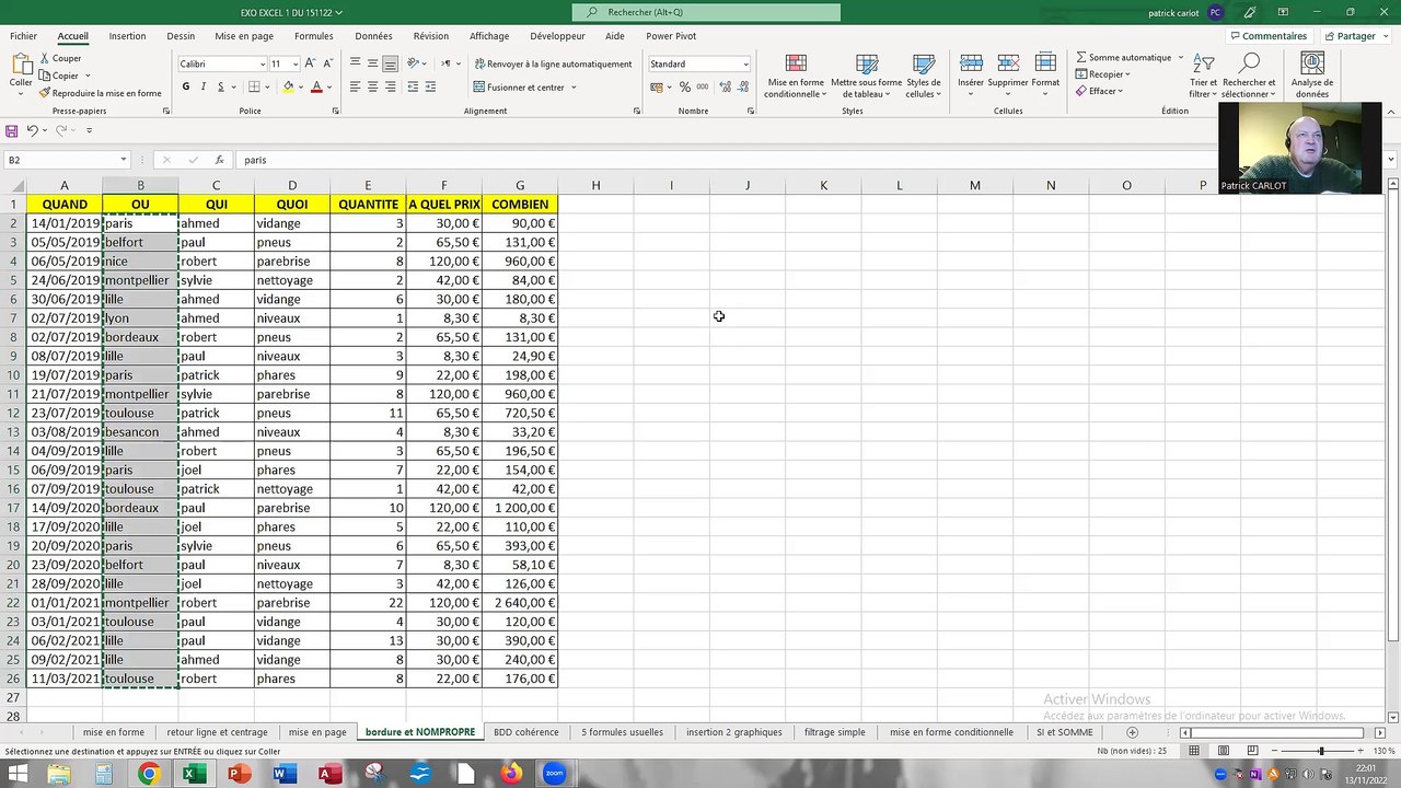 Excel fonction NOMPROPRE