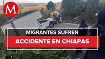 En Chiapas, volcadura de camión de carga deja cinco migrantes heridos