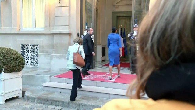 Home Secretary Suella Braverman signs a deal with her French
