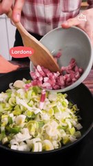 Tarte rustique aux poireaux, lardons et comté