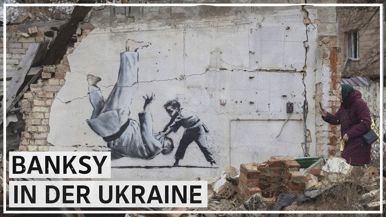 Banksy hinterlässt Spuren auf ukrainischen Gebäuden