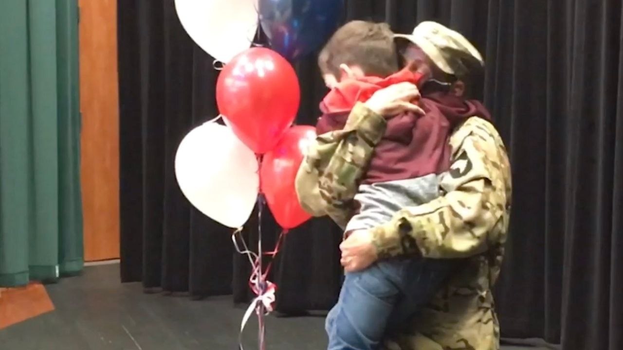 Apache Pilot Surprises Son At School