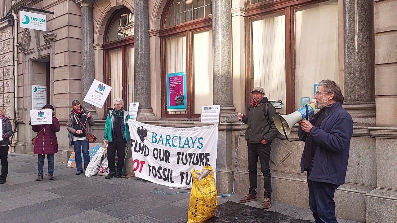 Extinction Rebellion protest at Barclays Inverness