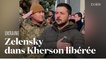 Zelensky chante l'hymne national ukrainien dans la ville de Kherson libérée des troupes russes