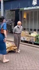 Ce papy balade sa tortue géante