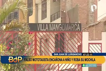 SJL: Delincuente en mototaxi asalta violentamente a menor que salía del colegio