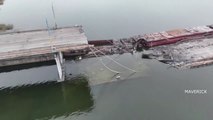 Imágenes a vista de dron del puente de Jersón tras ser atacado por los rusos antes de su retirada