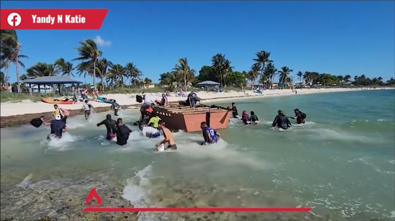 Balseros cubanos llegan a Sombrero Beach