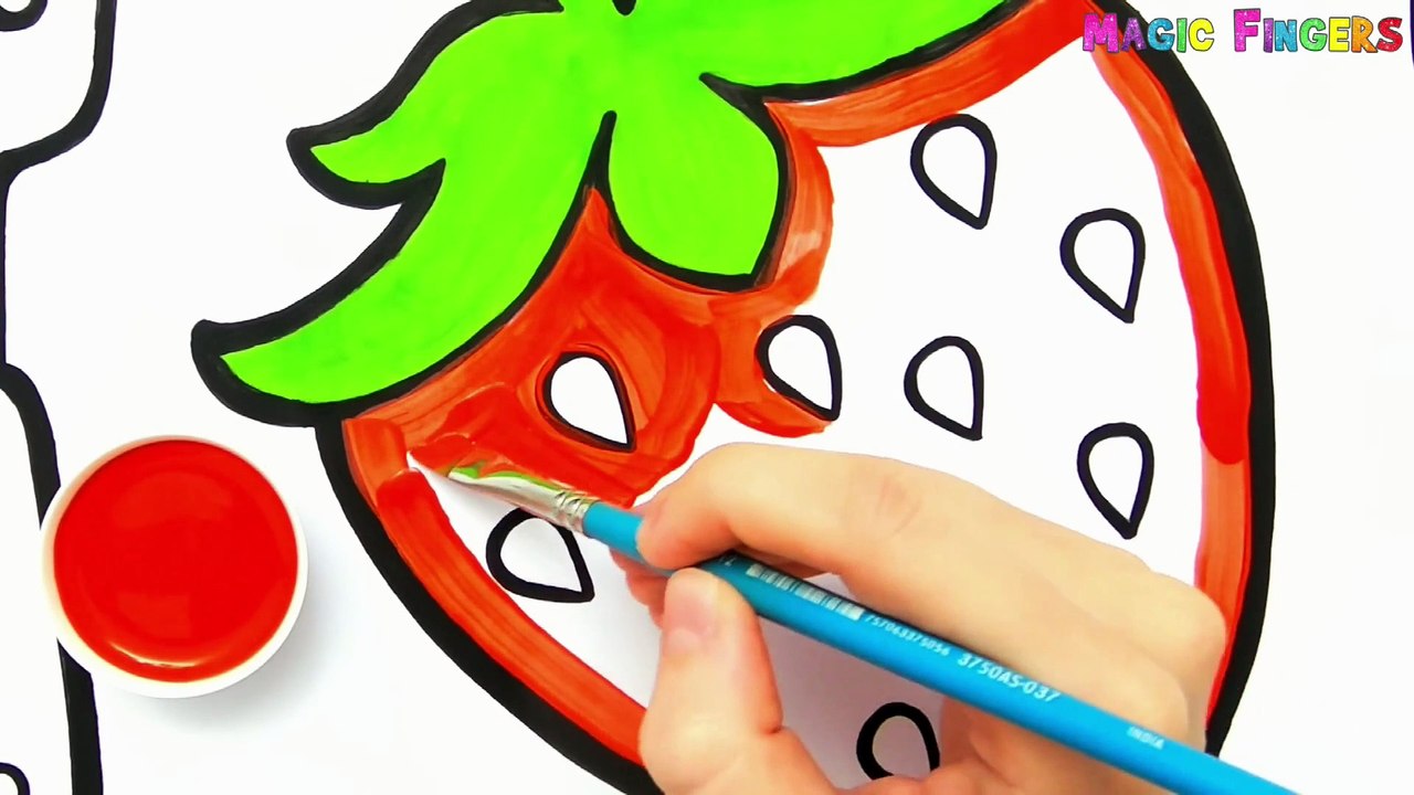 Drawing, Painting and Coloring Healthy Fruits for Kids & Toddlers.