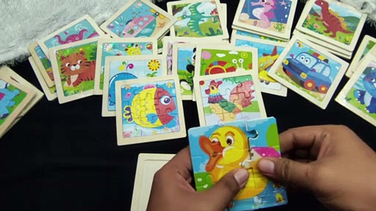 Play & Learn to Arrange Picture Puzzle Fish, ducks, chickens, elephants, pandas, tigers, giraffes, snails, bees, etc.