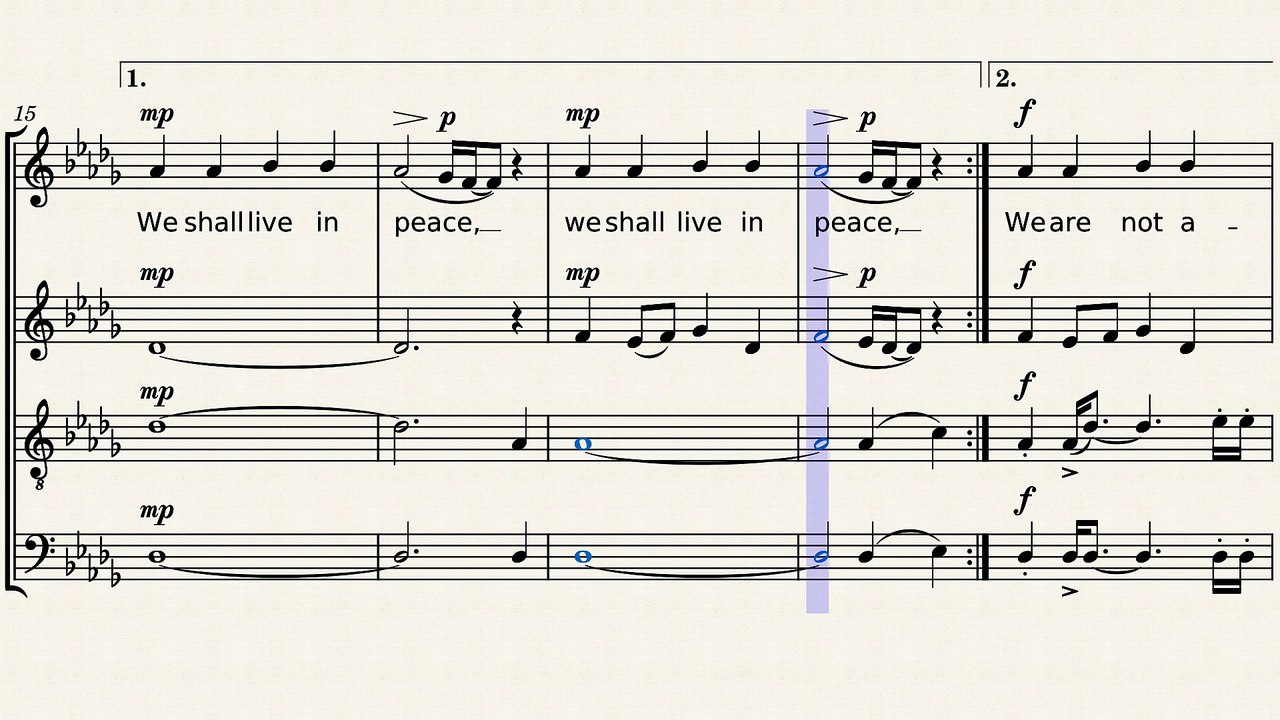 Pete Seeger - We shall overcome (arr. for Quartet with lirycs and guitar chords)
