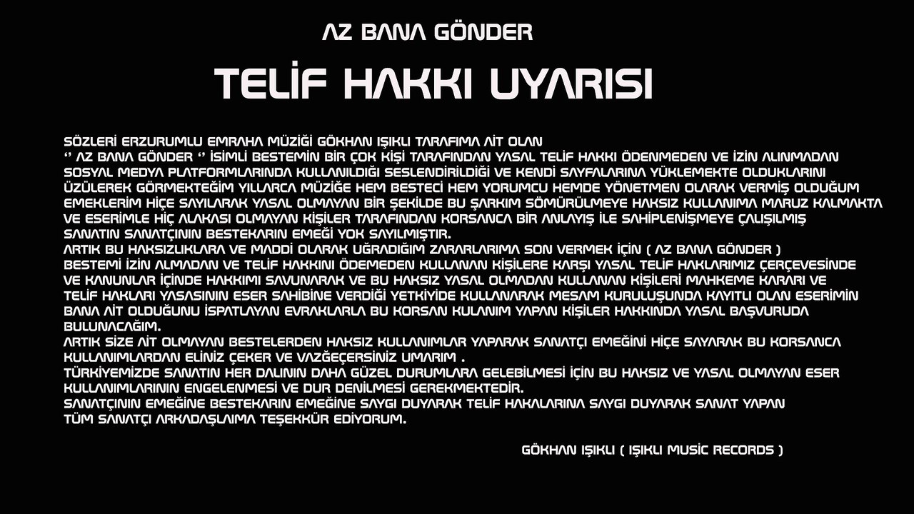 AZ BANA GÖNDER ( YASAL TELİF HAKKI UYARISI )