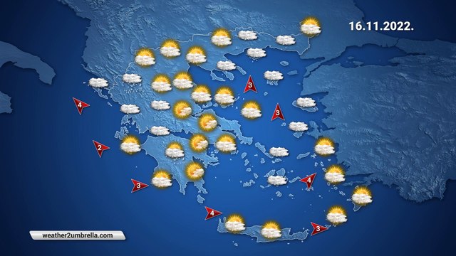 Η πρόγνωση του καιρού για την Τετάρτη 16-11-2022