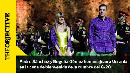 Pedro Sánchez y Begoña Gómez homenajean a Ucrania en la cena de bienvenida de la cumbre del G-20