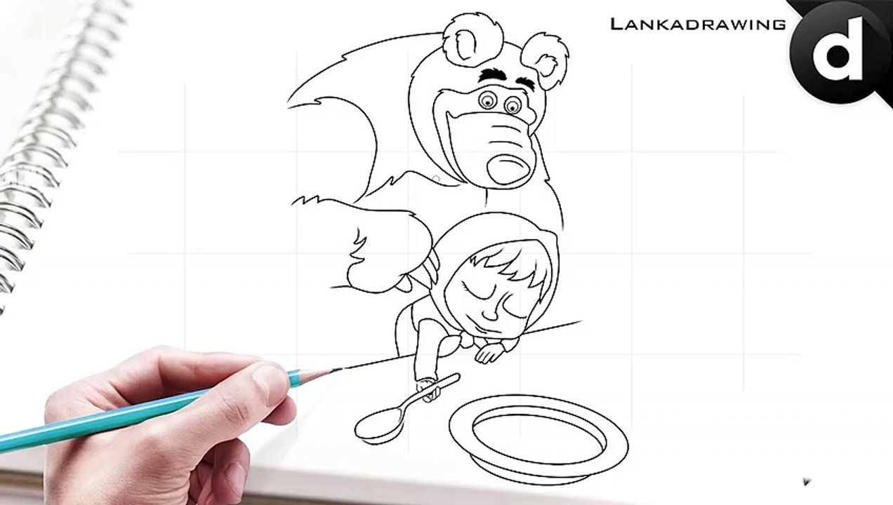 how to draw cartoon Masha overslept simple