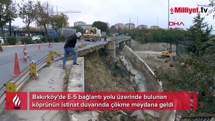 Bakırköy'de inşaat alanında istinat duvarı çöktü