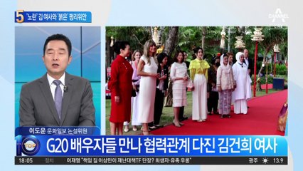 ‘노란’ 김 여사 ‘붉은’ 펑리위안…한중 영부인 나란히 ‘찰칵’