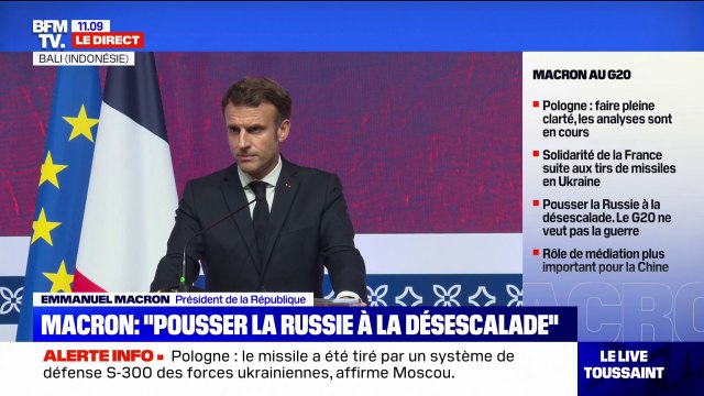 Nous ne pouvons pas les attribuer : Emmanuel Macron évoque les tirs de missile en Pologne et reste très prudent