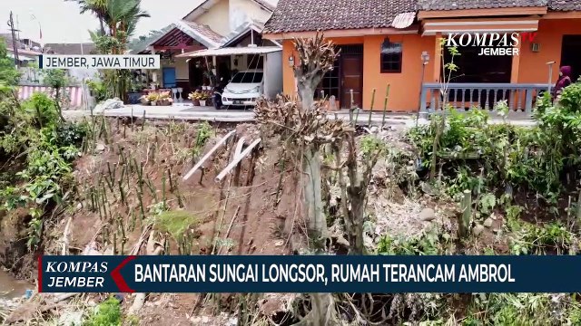 Bantaran Sungai di Jember Longsor, Puluhan Rumah Terancam Ambrol