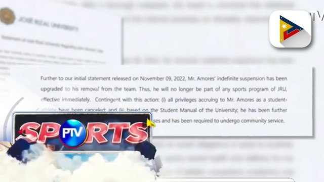 Amores, inalis na sa JRU Heavy Bombers