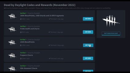 Dead by Daylight (dbd) - all new free promo codes November 2022