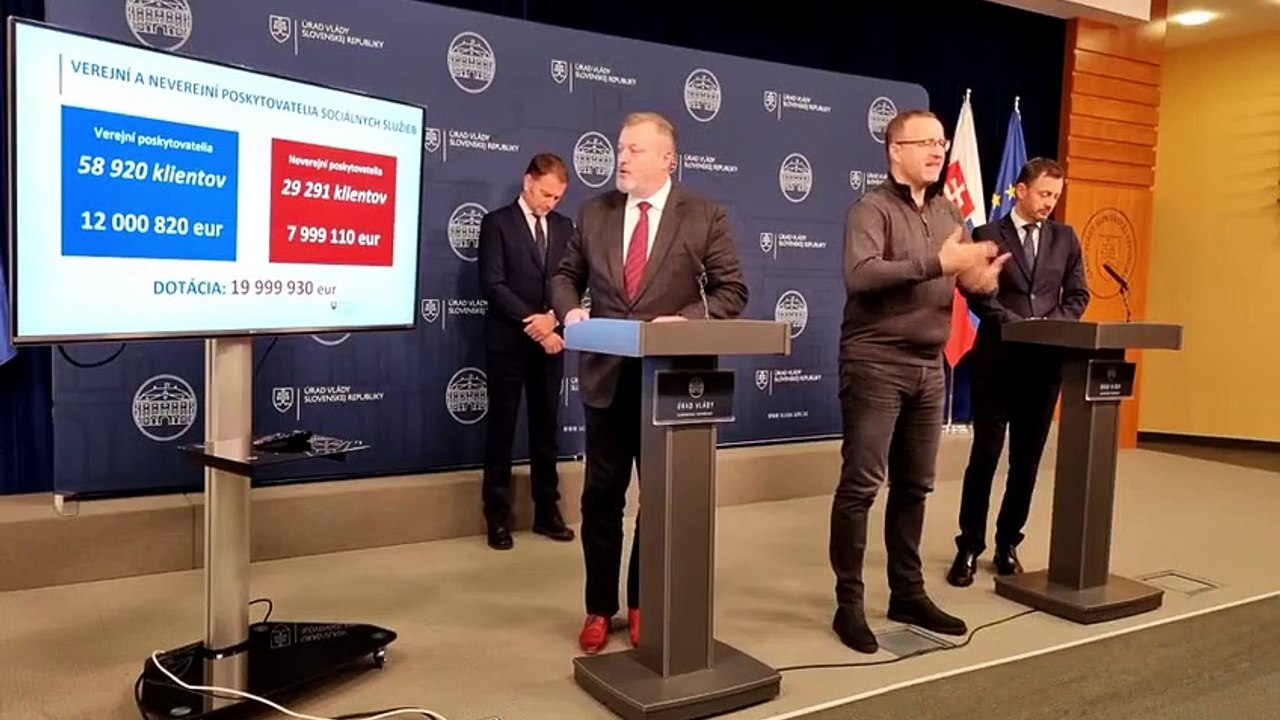 ZÁZNAM: Premiér: Vláda pomôže poskytovateľom sociálnych služieb sumou 20 mil. eur