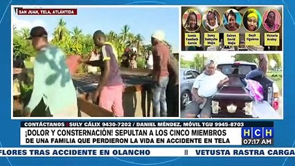 ¡En paz descansen! Sepultan a cinco miembros de familia accidentada en Tela