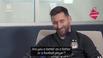 Messi put on the spot: Is he better football or father?