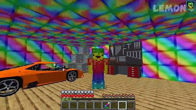 I hide the SECRET RAINBOW CAR UNDER FARM FROM VILLAGERS in Minecraft ! SECRET BASE !