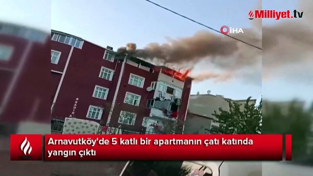 Arnavutköy'de çatı katında yangın