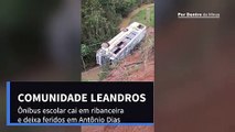 Ônibus escolar cai em ribanceira e deixa feridos em Antônio Dias