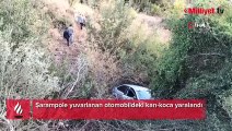 Şarampole yuvarlanan otomobildeki karı-koca yaralandı