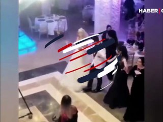 Düğünde damatla halay çekmek isteyen kadına, engel olan 'kıskanç gelin' kavga çıkardı!