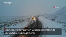 Erzincan ve Bayburt’un yüksek kesimlerinde kar yağışı etkisini gösterdi