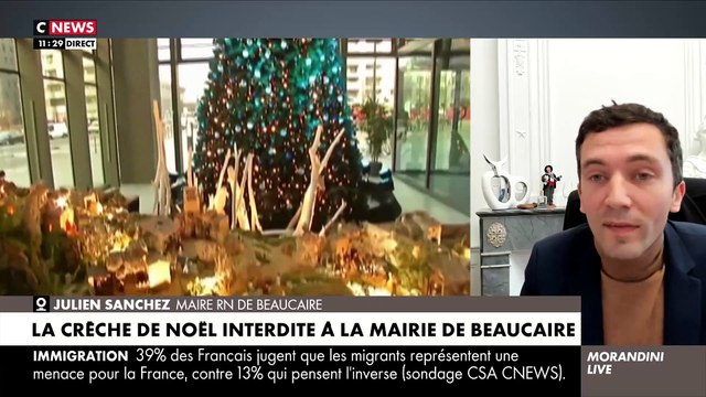 Un invité qualifie de dérapage de la part du Maire de Beaucaire la mise en place d'une crèche de Noël dans sa mairie et provoque la polémique dans Morandini Live - VIDEO