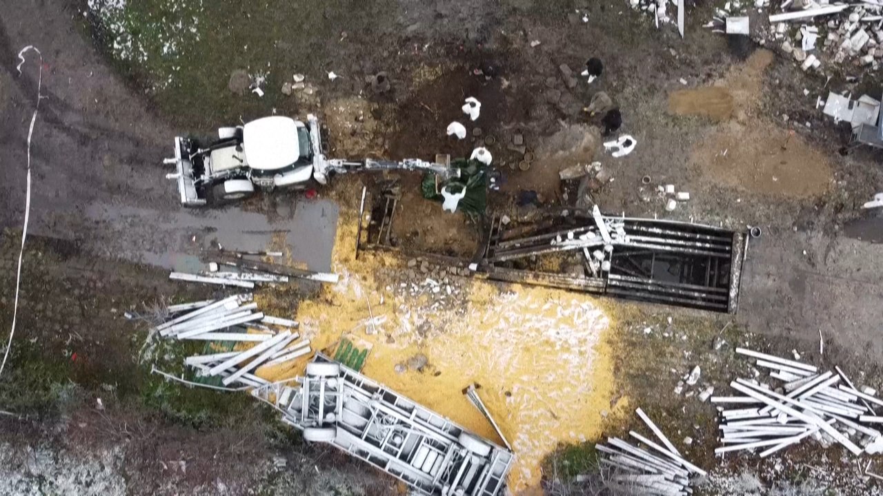 Missile tombé en Pologne: images du site de l'impact