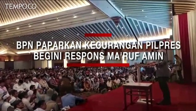 BPN Prabowo Paparkan Kecurangan Pilpres, Ma'ruf Amin, Seharusnya ke Bawaslu