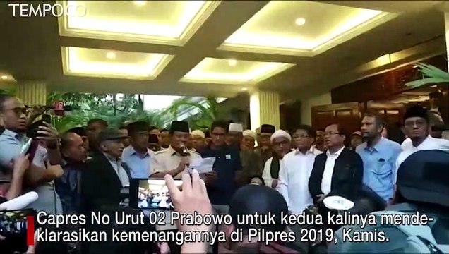Lagi, Prabowo Deklarasi Kemenangan Pilpres, Sandiaga Hadir tapi Diam