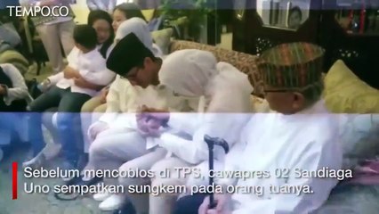 Sebelum ke TPS, Sandiaga Sungkem kepada Orang Tua