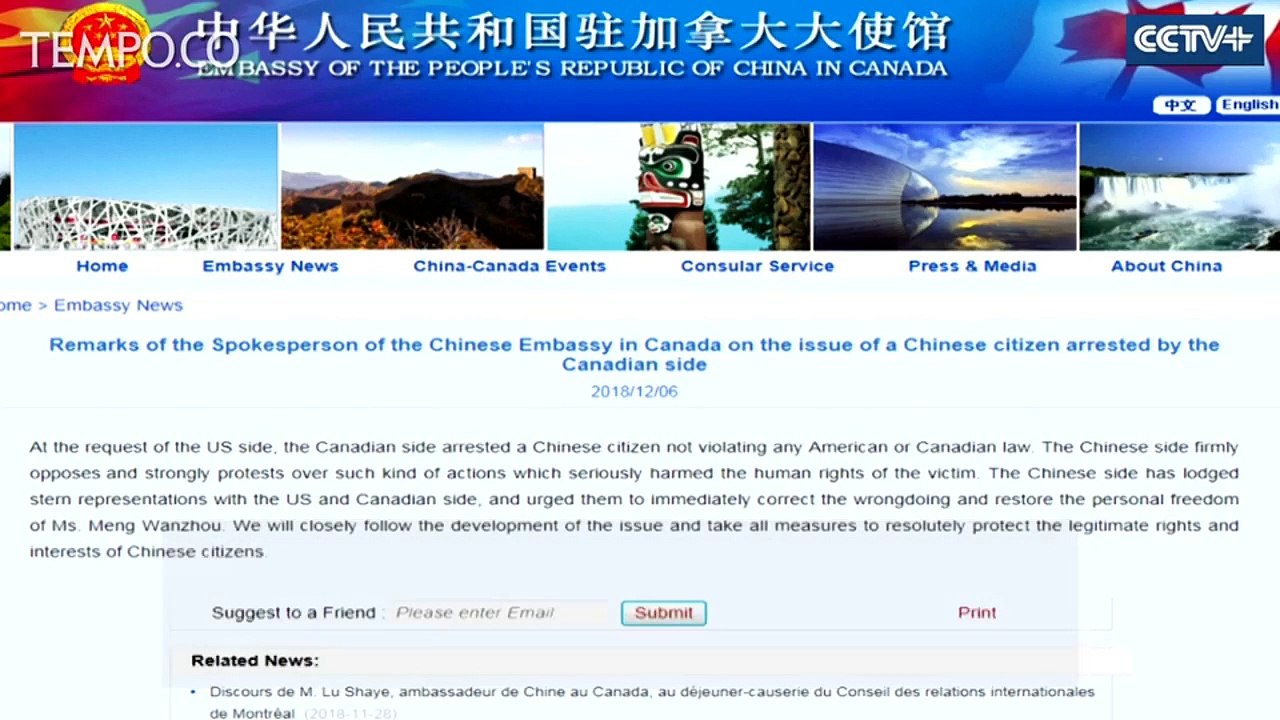 Cina Kecam Penangkapan Bos Huawei di Kanada