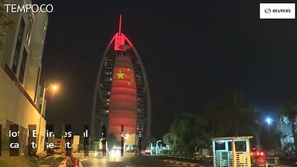 Sambut Xi Jinping, Landmark di UEA Dihiasi LED Merah