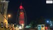 Sambut Xi Jinping, Landmark di UEA Dihiasi LED Merah