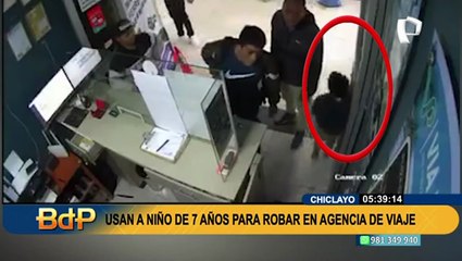 Captan a niño robando S/500 de caja registradora de una agencia de viajes