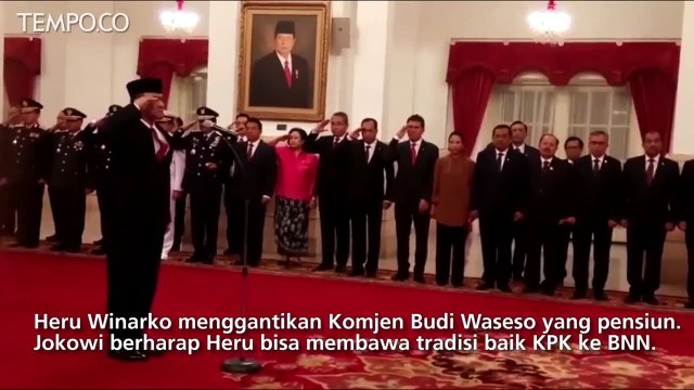 PRESIDEN JOKO WIDODO MELANTIK IRJEN HERU WINARKO SEBAGAI KEPALA BNN