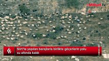 Siirt’te baraj suyu yolları kapattı