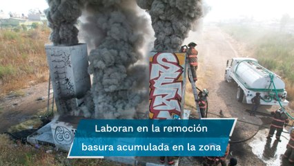 Apagan incendio en los respiradores del Río de los Remedios, Ecatepec