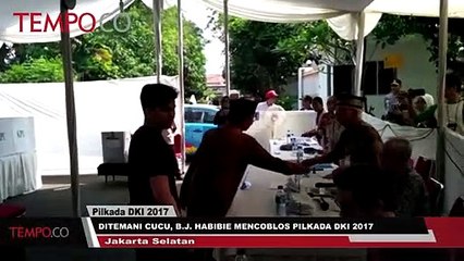 Ditemani Cucu, B.J. Habibie Mencoblos Pilkada DKI 2017