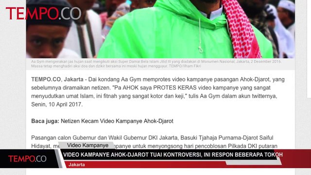 Video Kampanye Ahok-Djarot Tuai Kontroversi, Ini Respon Berbagai Tokoh
