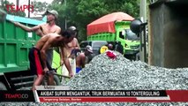 Akibat Supir Mengantuk, Truk Bermuatan 10 TonTerguling